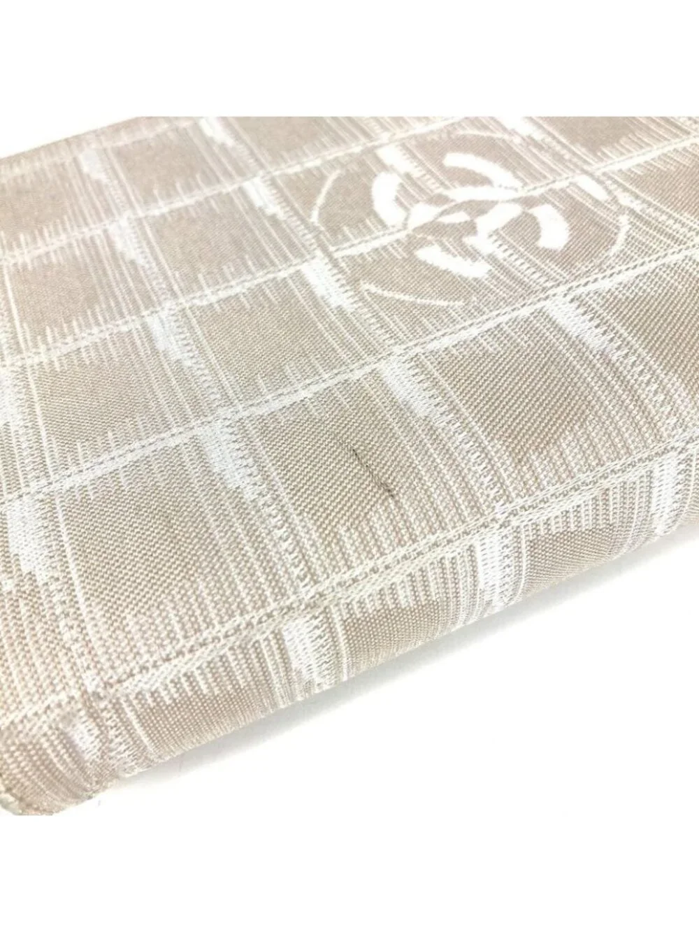 Chanel Notebook Cover Logo Nylon Canvas Beige